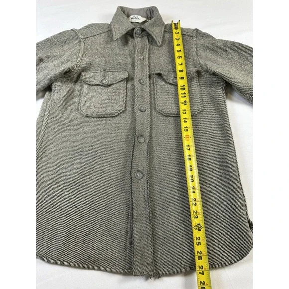 Vtg Woolrich Gray Shacket Mens Medium Herringbone Shirt‎ Wool Jacket Button Up - Picture 7 of 9